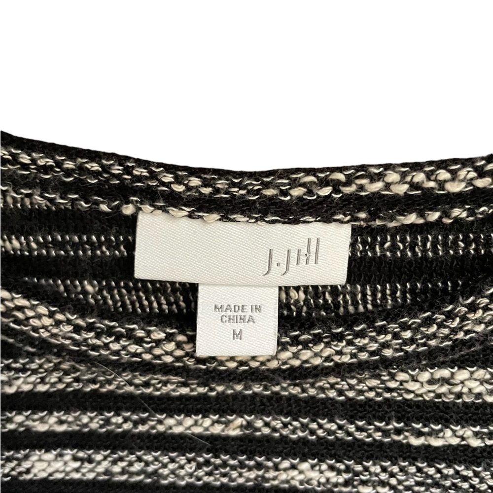 J JILL Women’s long sleeve beige black striped cotton blend textured topSize M - Picture 2 of 9